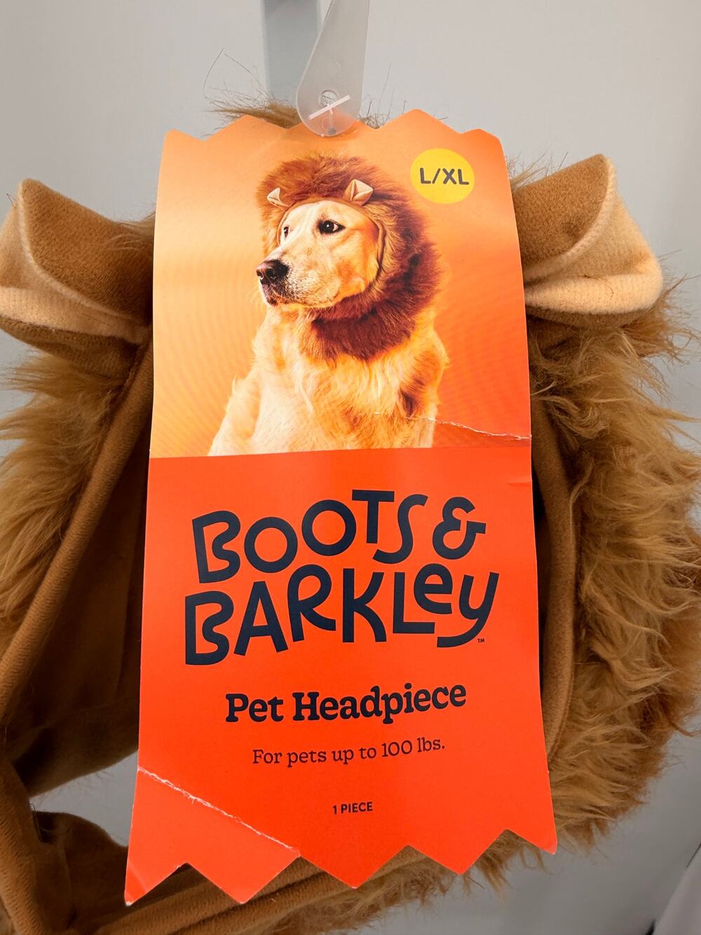 Boots & Barkley Lion Mane Pet Headpiece Costume L/XL Up to 100 lb NWT